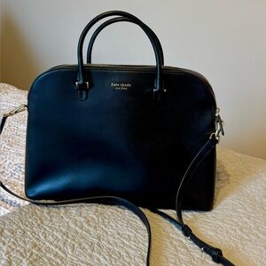 Kate Spade Black Leather laptop commuter bag